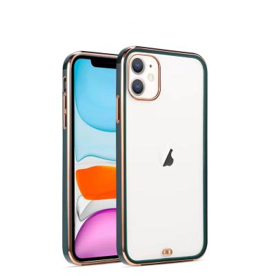 China Anti-fall For iPhone 12 13 Square Edge Design TPU Bmper Luxury Plating Clear Case For iPhone 12 13 Pro Max Series for sale