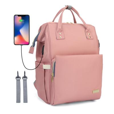 China With USB Whole Selling Amazon Factory Hot Sale Mummy Baby Diaper Bags Diaper Backpack for sale