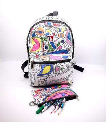 China High Quality Lightweight Water Repellent Waterproof Back To School Hand Paint Bag DIY Graffiti Daypack Backpack for sale