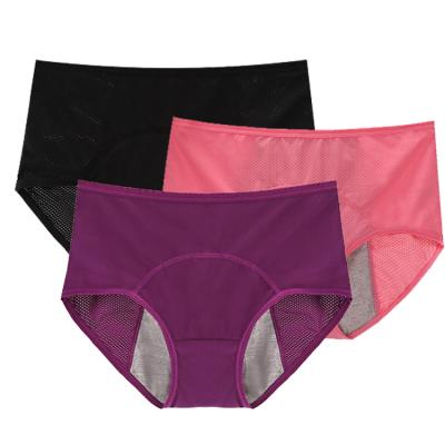 China Antibacterial Sexy Mesh Front And Back Briefs Ladies Underwear Menstrual Period Leakage Physiological Panties for sale