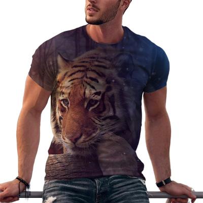 China Other Men's Fashion Tiger Print T Shirt Casual Round Neck Short Sleeved T-Shirt for sale