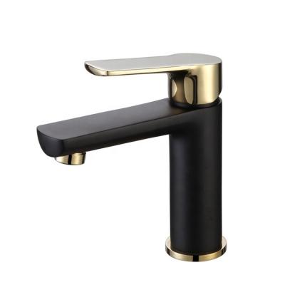 China Wholesale High Quality Modern Black Plus Gold Bathroom Sink Faucet Mixer Tap for sale