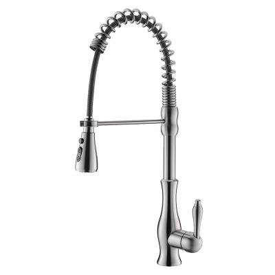 China New Modern High Quality Single-Hole Chrome Finish Kitchen Faucet Sanitary Three Way Pull Out Faucet for sale