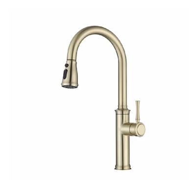 China Faucets 304 Stainless Steel Gold Kitchen Faucet Electric Brushed Kitchen Faucet Pull Out Sink Faucet for sale