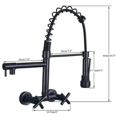 China Modern Wall Mounted Pull Down Sprayer Brass Black Pull Down Kitchen Faucet for sale