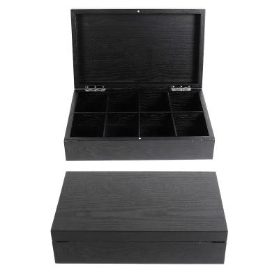 China Eco-friendly luxury high quality natural wood wooden tea packaging box handmade with 8 compartments for sale