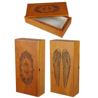 China Factory wholesale custom luxury pine wood whiskey wine bottle packaging box handmade for single wine bottle for sale