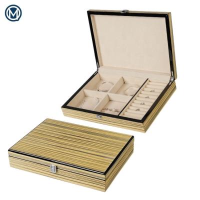 China Handmade Luxury Jewelry Packing Box Gift Set Wooden Jewelry Wrapping Paper Organizer With Custom Logo for sale