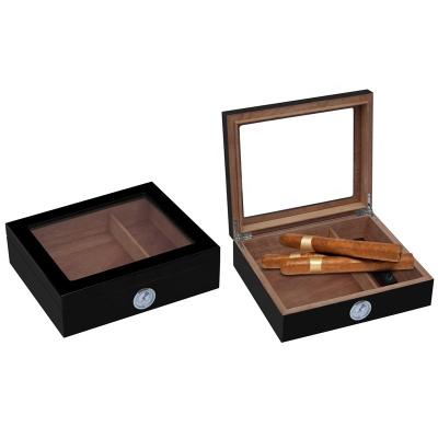 China New design handmade fashion cigar box modern desktop wooden humidor with hygrometer and humidifier for sale