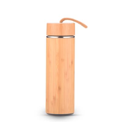 China WITH LID 480ML Bamboo Mug Stainless Steel Inside Water Bottle Rope Lid for sale