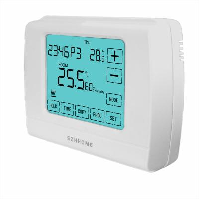 China Modern Large LCD Boiler Floor Heating Programmable Touch Screen Thermostat for sale