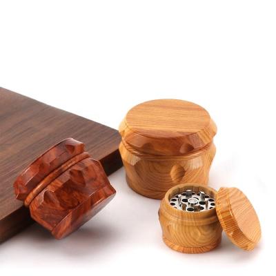 China Resin 4 Layers Resin Custom Grain 40mm 50mm Wooden Herb 63mm Portable Drum Tobacco Grinder For Herb Vapor Smoking Grinders for sale