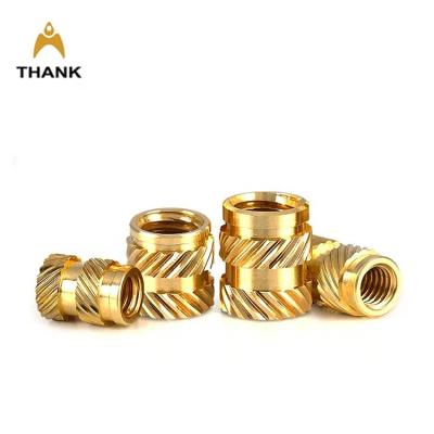 China Custom Size M1.6 M2 M2.5 M3 M4 M5 M6 M8 Automotive Industry Round Threaded Insert Copper Brass Knurled Nut For Plastic for sale