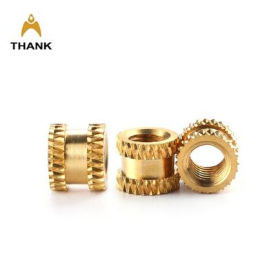 China Custom Heavy Industry Size M1.6 M2 M2.5 M3 M3.5 M4 M5 M6 M8 Knurling Through Hole Insert Knurled Threaded Brass Nuts For Plastic for sale