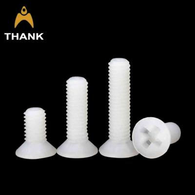 China M2 M2.5 M3 M4 M5 M6 Flat Head Machine Screws Plastic Cross Recess Phillips Countersunk Machine Screws White And Black Nylon for sale