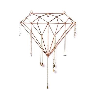 China Handmade Home Organizer Wall Hanging Rose Gold Jewelry Scarf Organizer Diamond Shaped Holder for sale