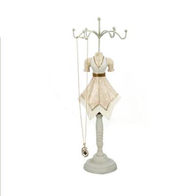 China Artificial Decorative Girl Dress Doll Shaped Ring Necklace Jewelry Display Stand for sale