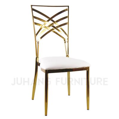 China Modern Wholesale Shiny Gold Chrome Plating Iron Wedding Events Party Chiavari Chair for sale