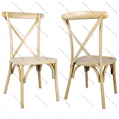 China Wholesale Modern Wood modern grain maker furniture stackable metal used wedding cafe restaurant cross back chair for sale