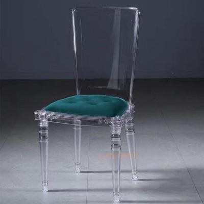 China Modern Wholesale Event Banquet Clear Crystal Clear Resin PC Acrylic Stackable Dining Chair for sale