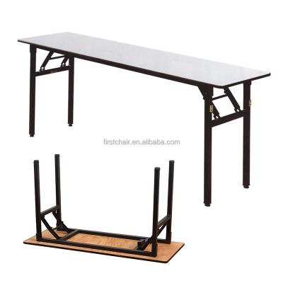 China Contemporary Hotel Furniture Durable Customized Dining Rectangular PVC Melamine HPL Top Plywood Outdoor Picnic Party Events Folding Table for sale