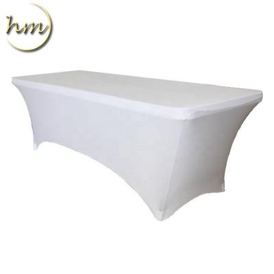 China Cheap Fancy Wedding Oilproof Event Stretch Spandex Used Rectangle Buffet Tablecloths for sale