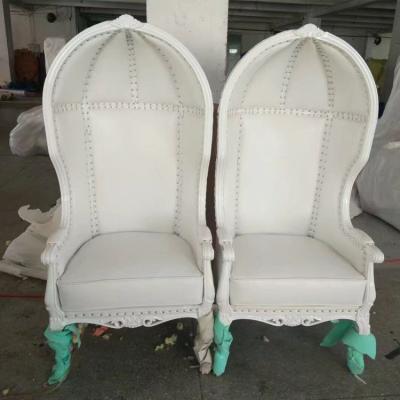 China Removable French Birdcage Cover Replica Antique White Upholstered Canopy Chair for sale