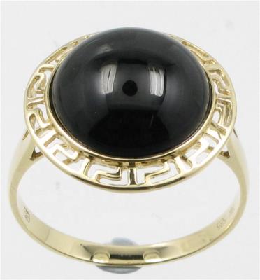 China CLASSIC solid 14K yellow gold around black onyx ring for sale