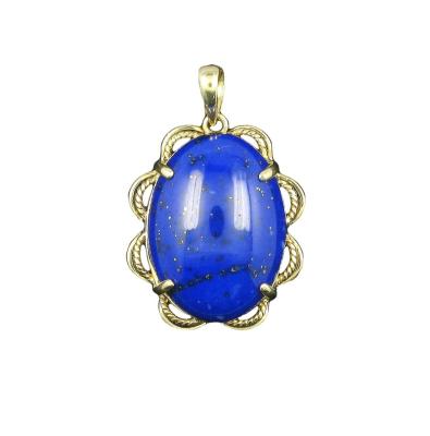 China CLASSIC Jewelry Bearing Heart 14k Genuine High Density Pure Gold Blue Lapis Lazuli Pendant for sale