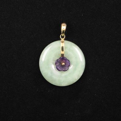 China CLASSIC Gold Jade And Amethyst Flower Green Exquisite and Luxurious Ladies 14k Gold Pendant for sale