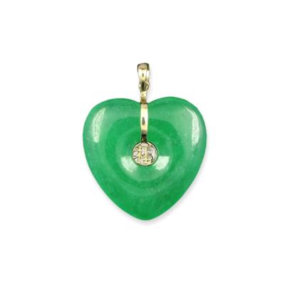 China CLASSIC 14k Green Jade Gold Ladies Jewelry Heart Shaped Pendant Professional Supplier For Birthday Party for sale