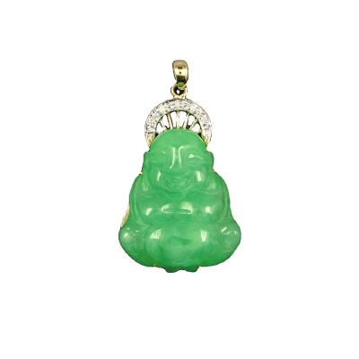 China CLASSIC Factory Direct Sale 14k Pure Gold Green Jade Buddha Diamond Pendant For Diy Jewelry for sale