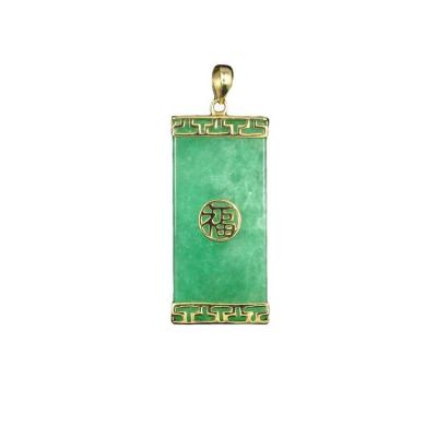 China Jewelry CLASSIC High Quality Daily Wear 14k Gold Pure Gold And Green Jade Jade Lucky Pendant for sale