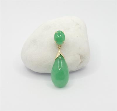 China New Customized CLASSIC Green Jadeite 14k Solid Gold Pear Shaped Pendant Jewelry for sale