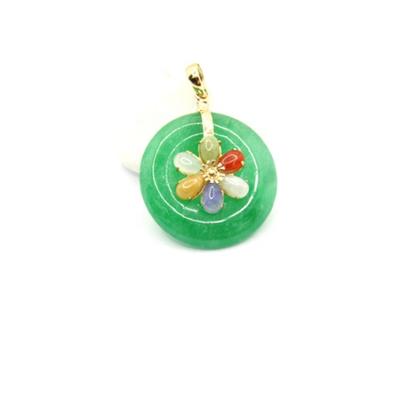 China CLASSIC Cheap Luxury Green Pure Jadeite 14k Pure Gold Jewelry Round Daily Pendant for sale