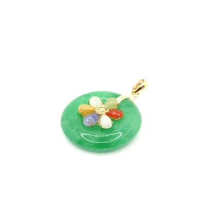 China Wholesale High Quality CLASSIC Green Pure Jadeite 14k Pure Gold Jewelry Daily Round Pendant for sale