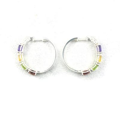 China Modern and Simple Casual/Sporty Women's Jewelry 925 Sterling Silver Gemstone Hoop Color Earrings for sale