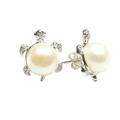 China CLASSIC Latest 925 Original Sterling Silver Freshwater Button Pearl Stud Earrings for sale