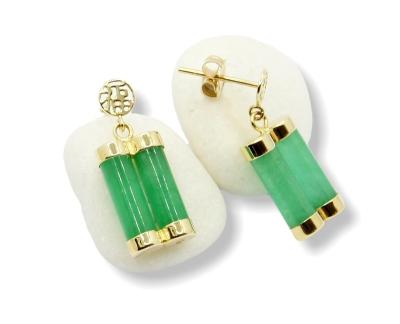 China New Products CLASSIC Hot Women's Jewelry Pure Natural Natural 14k Gold Jade Earrings Green for sale