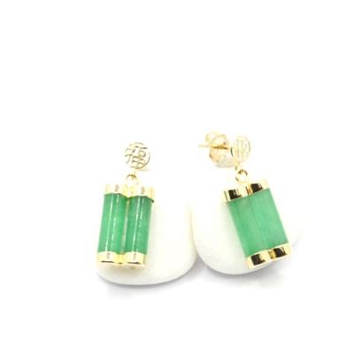 China Green CLASSIC Promotional Women's Jewelry Pure Natural Jade Earrings 14k Gold for sale