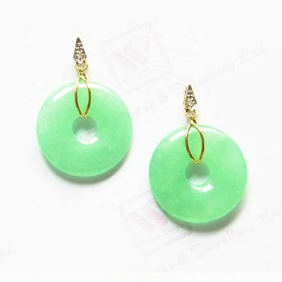 China CLASSIC Fashion Exquisite 14k Jadeite Green Pure Gold Diamond Earrings For Gifts for sale