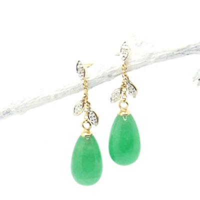 China 14k Pure Gold Green Exquisite High Quality Cute Jade Pendant Earrings for sale