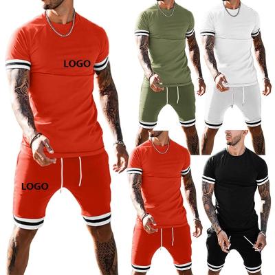 China Breathable Customize Summer Casual Male Clothing 2PC Shorts Set Logo Men T-shirts And Shorts Set With Logo for sale