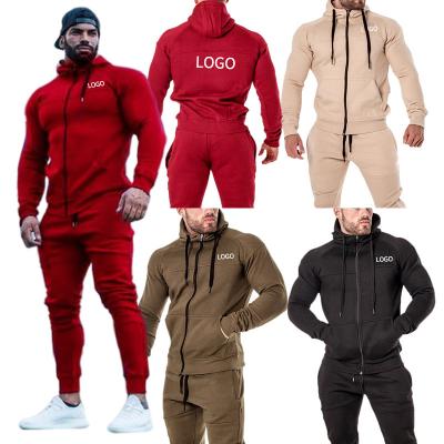 China Brand Custom Logo Winter Breathable 2 Pieces Hoodie Sets Sport Jogging Slim Men's Fitness Suits Tracksuit for sale