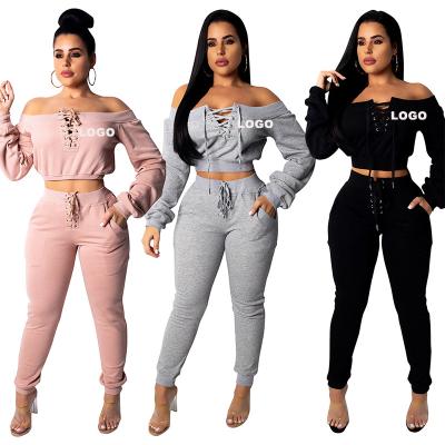 China Hot Sales Sexy Cotton Anti-pilling Long Sleeve Clothing Birthday Party Club Outfits For Women Pants Two Piece Set for sale