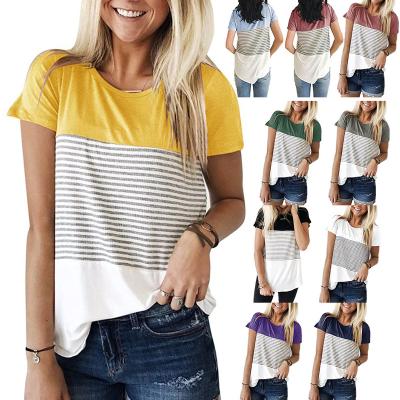 China Anti-Wrinkle Summer New Arrivals Classic Stylish Stripe T-shirt Crew Neck Soft Short Sleeve Shirts For Women for sale