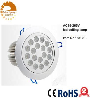 China Factory price plastic 18W 1800lumen LED SpotLamp, decoration ceiling lamp bulb downlight recessed fitting for sale