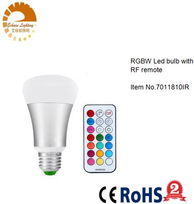 China Indoor Lighting AC85~265V 10W RGBW Led Bulb With IR Remote, Size: 70*118mm, E27 LED LAMP for sale