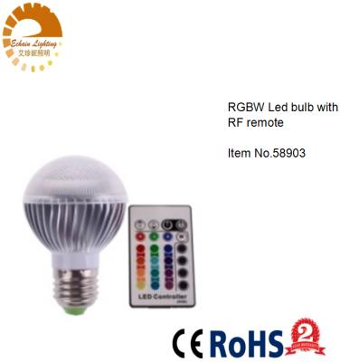 China Indoor Lighting AC85~265V E27 3W RGB Led Bulb With IR Remote, Size:60*105mm, E27 LED LAMP for sale