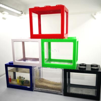 China Fashionable creative square large size fish breeding type aquarium feed box lego tanks small best aquarium for sale